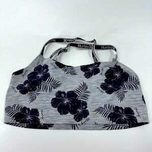 Hurley Women's Floral Print Bralette - Gray and Black